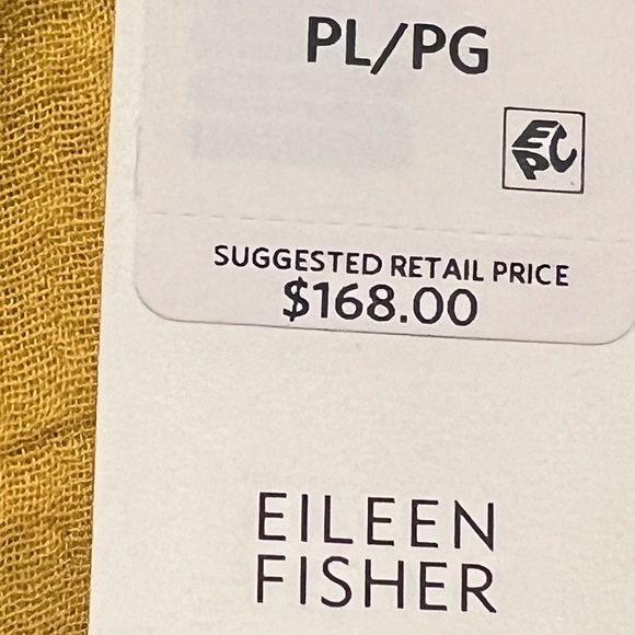 F. Eileen Fisher Organic Cotton Top L Yellow Blouse 3/4 Sleeve NWT $168 - Picture 11 of 11